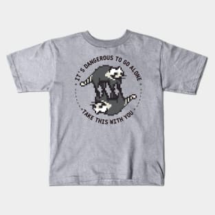 It's dangerous to go alone, take this with you | weird racoon wheel Kids T-Shirt